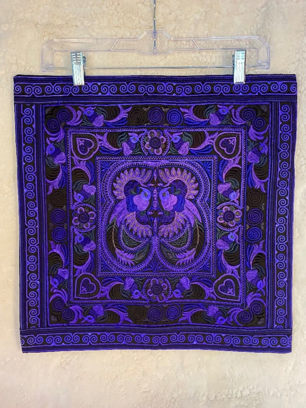 Embroidered Decorative Pillow Case Set - Purple & Multicolor (New)